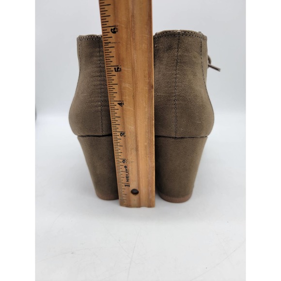 Simply Styled NWOT Lace Up Ankle Boots Women's Size 9 Green Wedge Heel Fabric - Picture 5 of 9